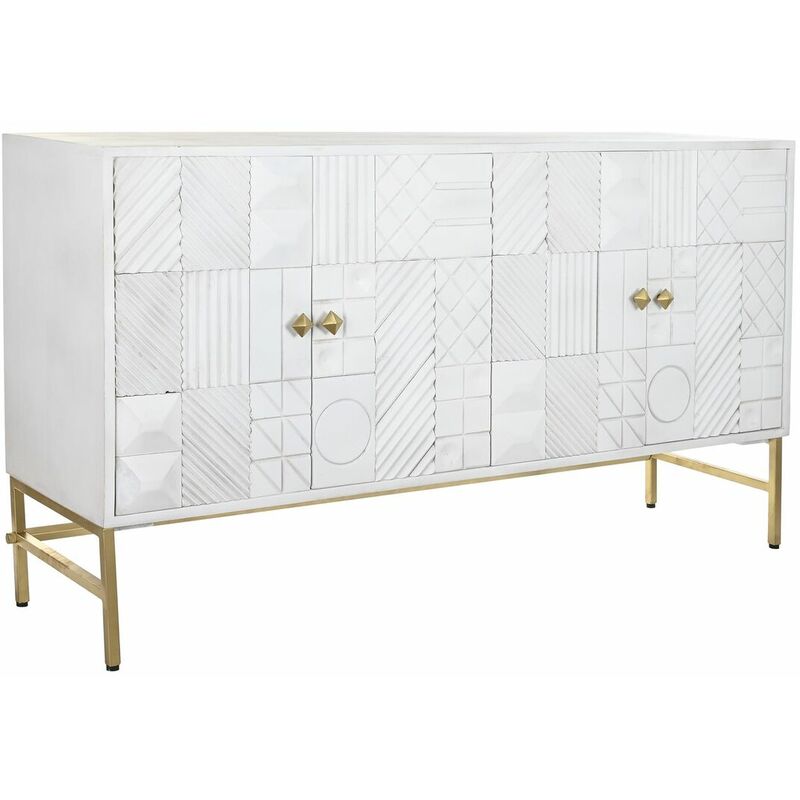 Credenza DKD Home Decor Rombos Bianco Ottone Legno di mango (157 x 43 x 84  cm)