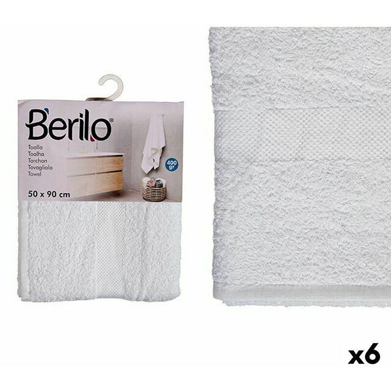 Telo da bagno 50 x 90 cm Bianco (6 Unità)