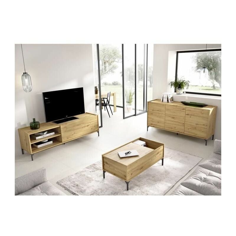 NESS woonkamerset: TV-meubel 155 cm + 3-deurs dressoir +