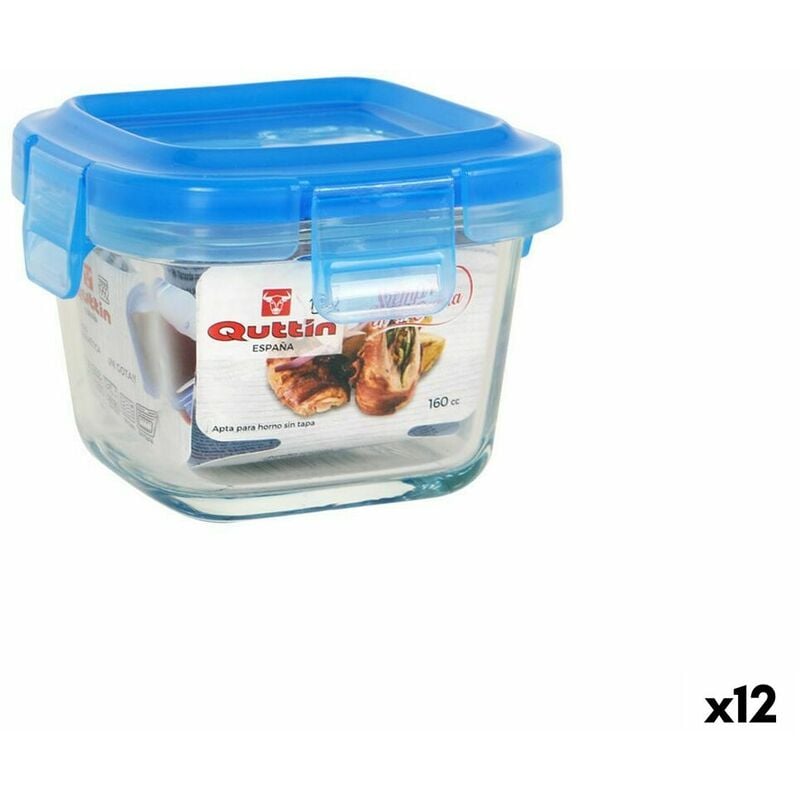 Porta pranzo Ermetico Quttin Azzurro Quadrato 160 ml 9 x 9 x 6,6 cm (12