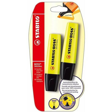 Evidenziatore - STABILO BOSS ORIGINAL - Pack da 2 - Giallo