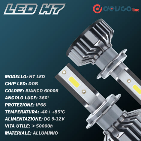 Lampadine H7 LED, kit fari auto bianco 10000LM 12V 6000K - DEVCOline AR FL  00H7