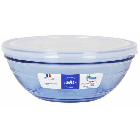 Porta Pranzo Rotondo con Coperchio Duralex Cristallo Azzurro Ø 20,5 cm (4  Unità)