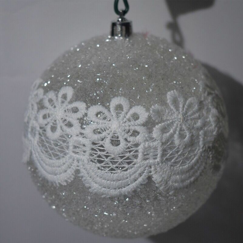 24 Palline Di Natale Bianche Con Glitter - Diametro 6 Cm, 4 Stili Diversi, Per Decorare Albero E Ghirlande