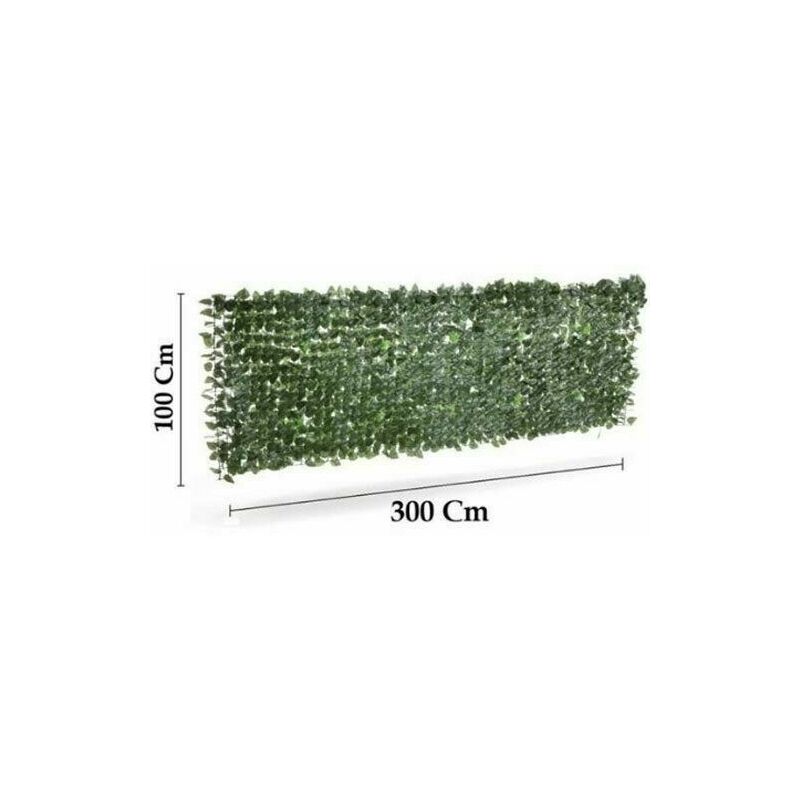 Siepe finta con foglia di edera verde anticaduta mt 3x1 per balcone  giardino da veranda recinto artificiale cancello