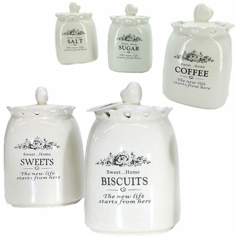 Barattoli contenitori porta dolci biscotti sale zucchero caffè bianco