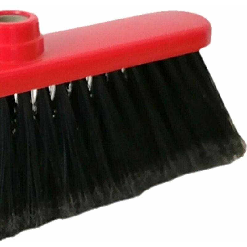 Scopa con setole spazzatrici pulisci pavimenti cattura sporco ricambi per  casa set 3 in plastica rossa e nera attacco universale