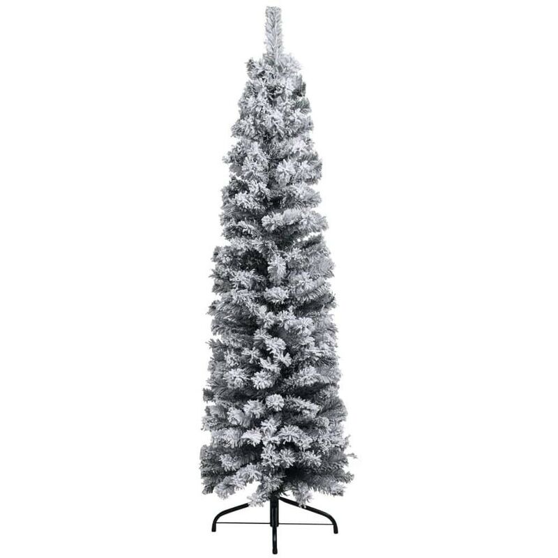 Albero di natale slim bianco innevato folto alto e stretto cm210  decorazioni addobbi artificiale natalizi ambiente casa