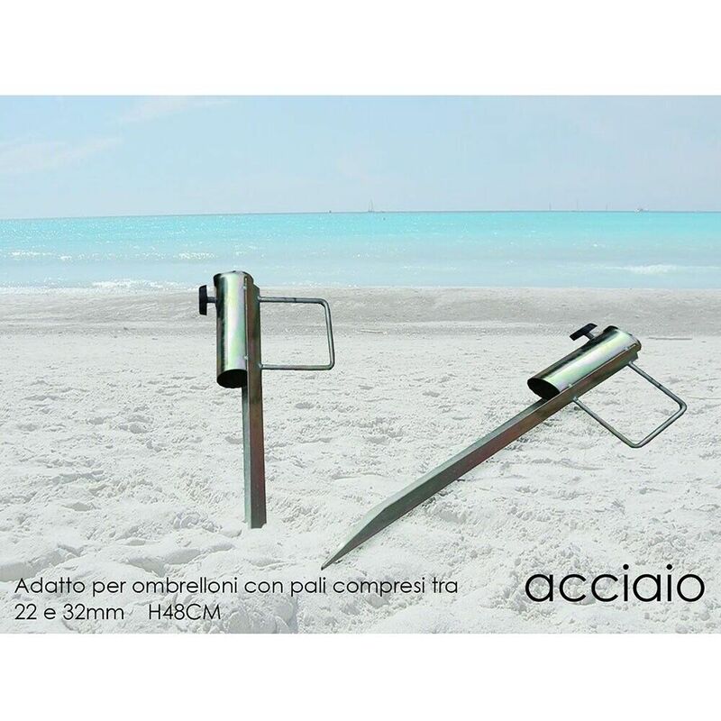 Supporto Per Ombrellone Da Spiaggia - Picchetto In Acciaio Per Sabbia E Terreni Morbidi, Regolabile - Foto 5