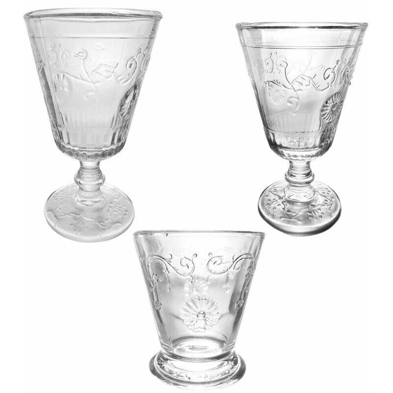 Calice bicchiere in vetro per acqua vino da tavola 6 pezzi particolari ed  eleganti ottima idea regalo - decoro: Calice vino