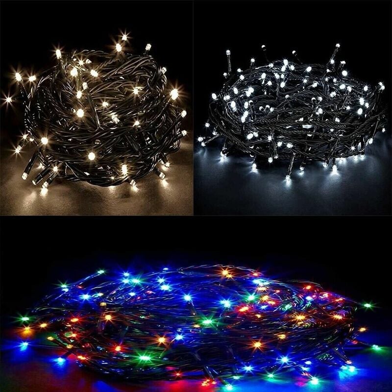 Luci di Natale per albero decorazioni casa esterno 100 led luce luminosa  luminarie catena lunga 10mt impermeabile norma di legge - colorigenerali:  BIANCO CALDO