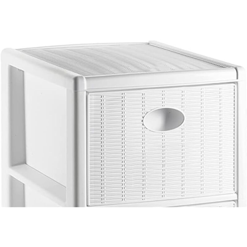 Acan Tradineur Cassettiera Senza Ruote Tamigi 4 Cassetti Colorati Assortiti 78x28.5x39 cm Cassettiera Plastica Multiuso per Stoccaggio e Organizzazione Ideale per Ufficio
