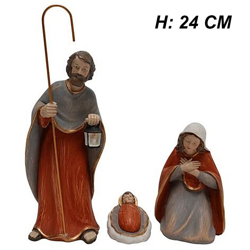 Nativita 3 pezzi vestiti rosso h 24 cm sacra famiglia presepe spettacolare decorazione  addobbi natalizi per casa negozi