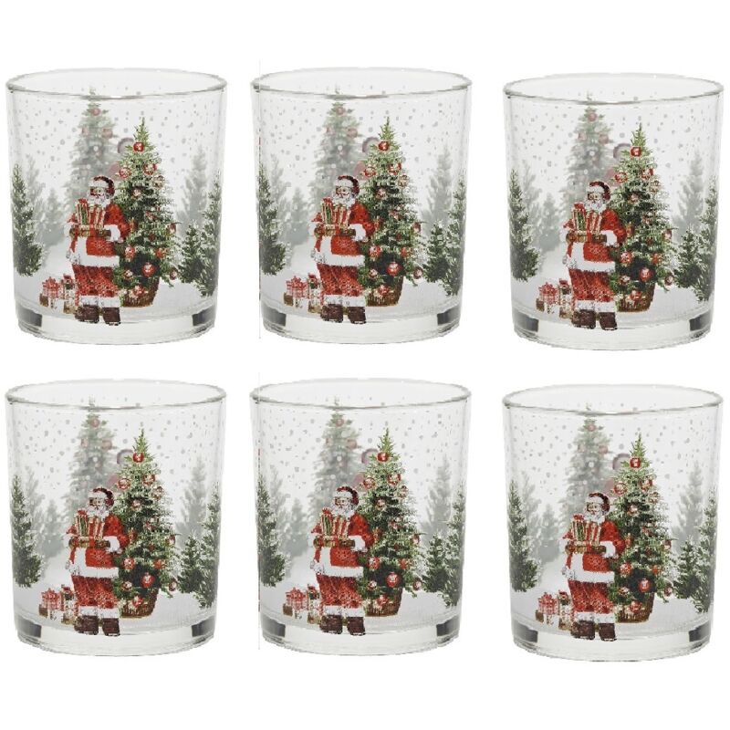 6 Bicchieri in vetro natalizio rosso decorazione natale per una tavola di natale rigati elegante festosa addobbi di casa cl27 idea regalo