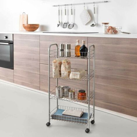 Carrello cucina portatutto salvaspazio carrellino slim bagno ripostiglio 4ripiani