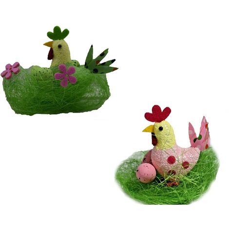 Gallina con nido di pasqua decorazioni pasquali centro tavola arredo casa in polisterolo moderno e particolare (1/5)