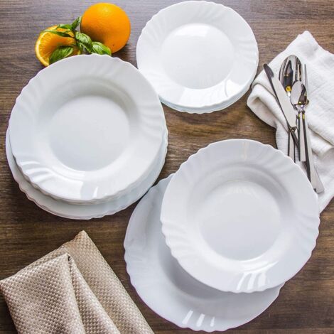 Servizio di piatti per 6 12 persone 18 36 pezzi da Tavola in Cucina infrangibile bianco bormioli insalatiera omaggio - MISURA: BASE - serviziposatebicchieripiatti: servizio 6 persone