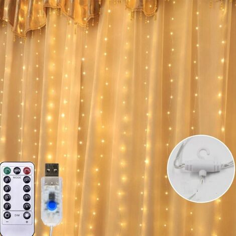 CORST Luci per tende da interni a forma di diamante, 3 m x 1 m, 150 LED, alimentate a batteria, luci a LED da appendere, per stanza, cascate, 8 modalità, impermeabile per