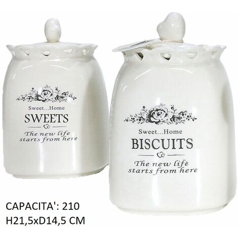 Barattoli bianco per dolci biscotti in ceramica contenitori porta sale  zucchero caffè spezie decoro cuore da