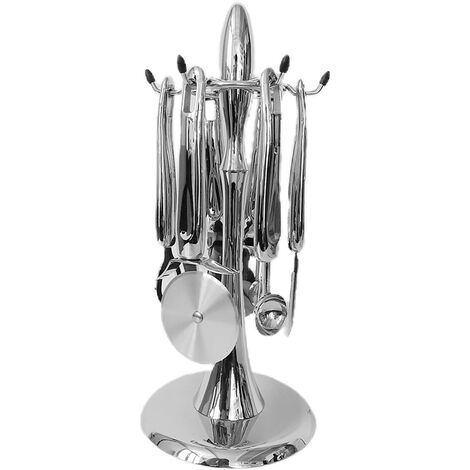 Set 6 utensili da cucina apri barattoli bottiglia taglia pizza pelapatate scovino melone con supporto in acciaio 18/10
