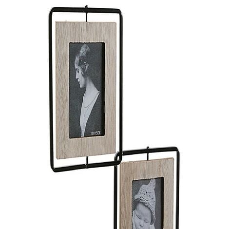 Cornice Foto 13X18 Floating Fino a 20X25 Nero Legno Doppio Glass Desktop O  Paret