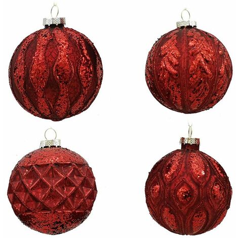 Set Di Palline Albero Di Natale In Vetro Rosso Lucido – Confezione Da 8 Pezzi Da 8 Cm, Addobbi Classici E Brillanti