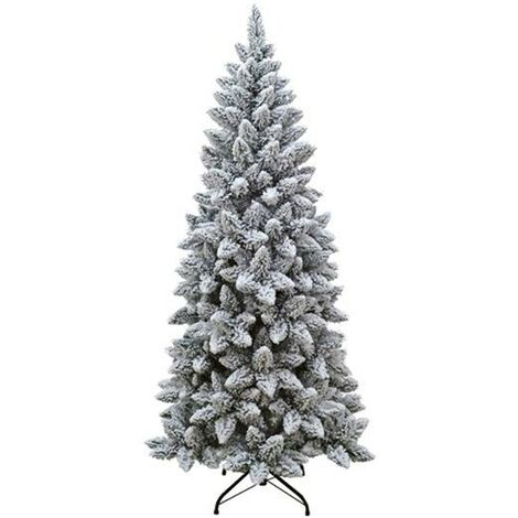 Albero di natale innevato bianco alaska slim cm210 apertura ad ombrello artificiale folto salvaspazio 818 rami diametro 95cm (1/5)