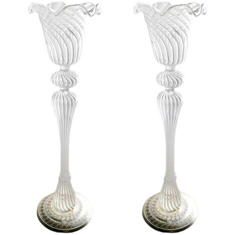 Porta candela candeliere bugia in vetro soffiato con argento set da 2 particolare made in Italia  vintage moderno da collezione