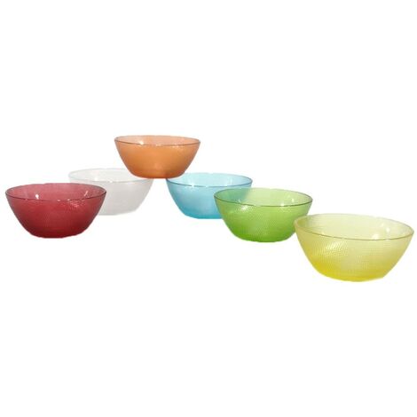 Ciotola scodella coppetta per aperitivo insalatiera contenitore cibi cucina ristorante pub ristorante bar multicolor set 6 vetro (1/5)