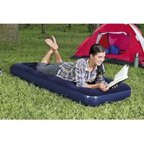 Materassino letto gonfiabile matrimoniale materasso da campeggio per tenda  spiaggia mare giardino casa Airbed Blu Floccato