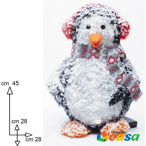 Pinguino bianco e nero per Decorazioni natalizie con luci da vetrina negozi 45cm (1/5)