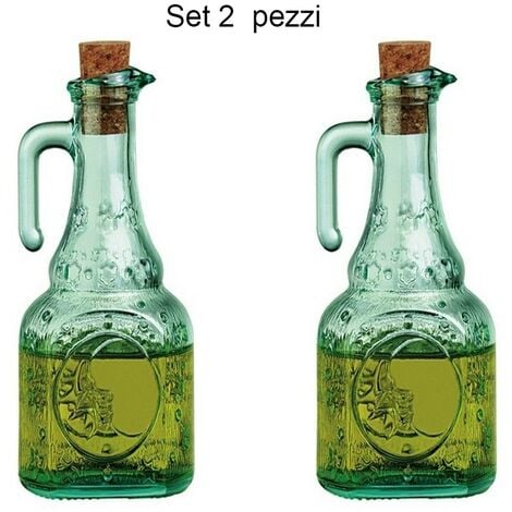 Oliera in vetro Bottiglia dispenser per olio aceto ml250 tavola set2 con  salvagoccia cucina bar pub ristorante bormioli rocco