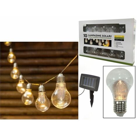 Catena luminosa da esterno con ricarica solare bianco caldo stringa da 10 lampadine per pub ristorante giardino terrazza