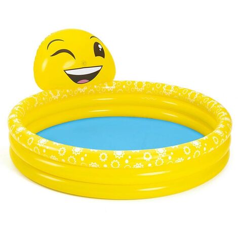 Piscina gonfiabile per bambini fuoriterra con faccina emoji smile da giardino mare spiaggia con spruzzatore