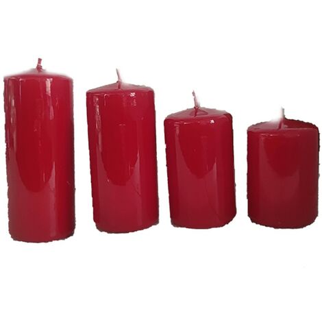 Set 4 candele a cilindro rosse calendario dell'avvento decorazioni casa  tavola centrotavola di natale addobbi