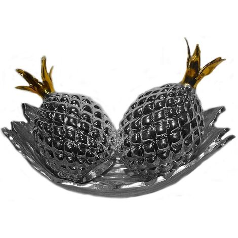 Piatto centro tavola di natale moderno con frutta ananas argento oro decorazione casa cucina vetro cristallo silver idea regalo (1/5)
