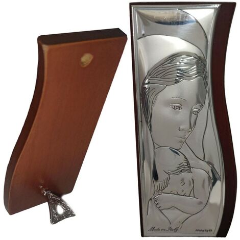 Quando madonna Gesù bambino icona sacra famiglia argento 925 legno per casa bomboniera comunione cresima poggiare appendere (1/5)
