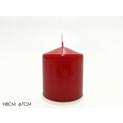 Candela a cilindro addobbi decorazioni di natale per casa tavola rossa in cera 7x8 cm (1/4)