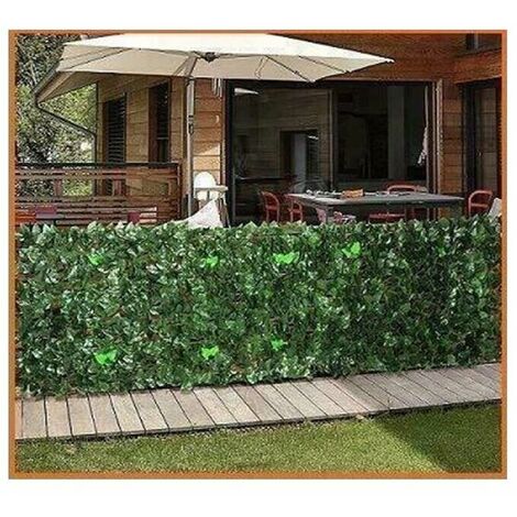 Siepe finta con foglia di edera verde anticaduta mt 3x1 per balcone  giardino da veranda recinto artificiale cancello