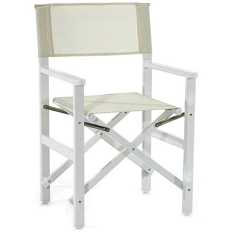 Sedia regista bianca con struttura in alluminio per relax spiaggia