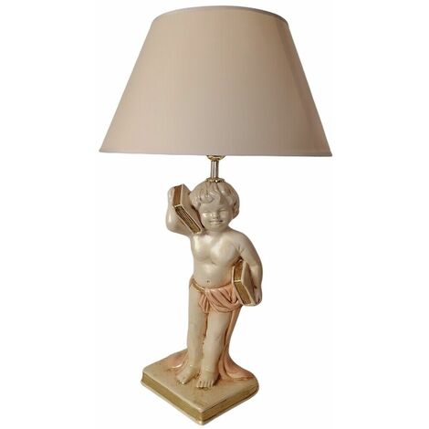 BAKAJI Lampada Da Tavolo Moderna In Ceramica Grigia Con Paralume In Tessuto Beige – Luce Da Comodino Con Attacco E14 (18x27 Cm)