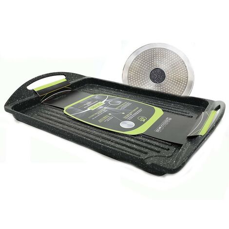 Bistecchiera piastra griglia per arrostire barbecue anche induzione o fornelli da cucina gas cm 33x25