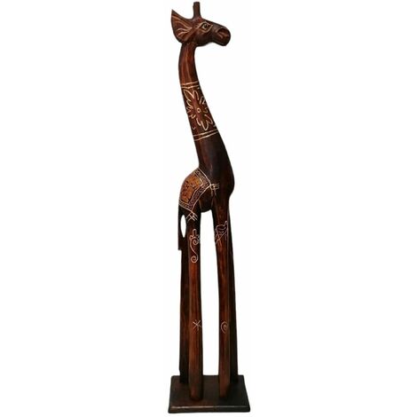 Scultura in legno giraffa grande animale africano oggetto per la casa da vetrina negozio pub ristoranti esposizione particolare - MISURA: Giraffa 80 cm