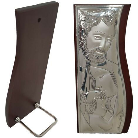 Icona sacra famiglia in argento 925 legno quadro idea regalo casa bomboniera bimbo bimba comunione cresima da poggiare appendere
