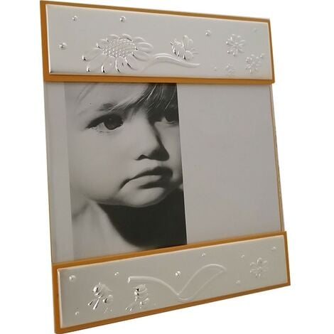 Portafoto da tavolo album cornice legno arancio per bimbi bambini ritratti  10x15 cm moderno vintage bellissimo