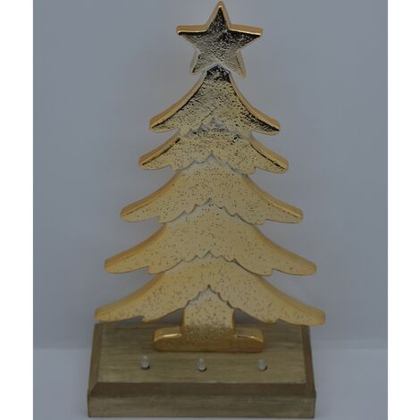 Albero di natale oro con luci 32cm per decorazioni addobbi casa vetrine negozio (1/4)
