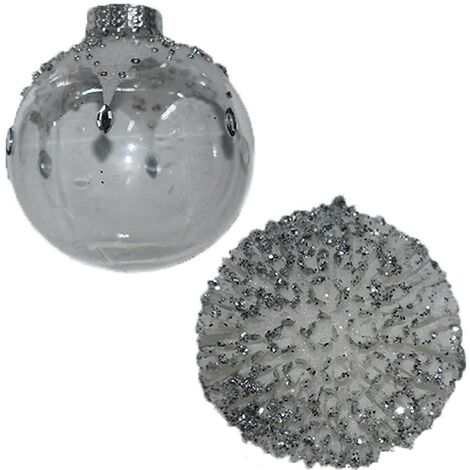 Set Palle Di Natale 70 Palline Color Argento Silver