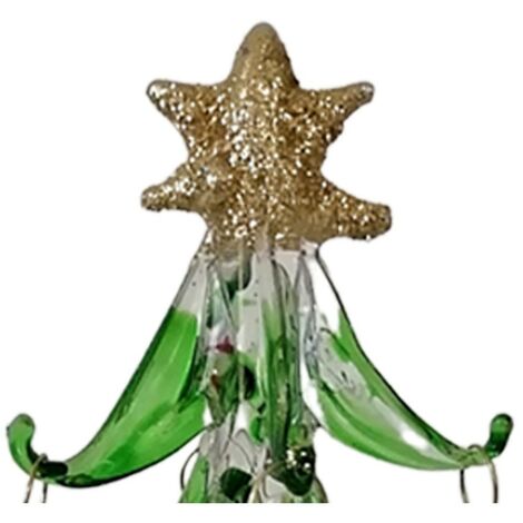 Palline Di Natale In Vetro Krebs Glas Lauscha: 6 Sfere Con Alberello Verde - Decorazione Elegante Argento 8 Cm