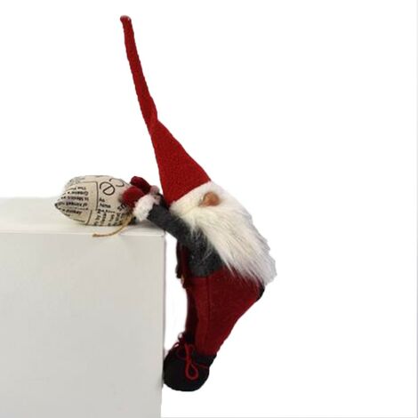Gnomo elfo babbo natale rosso decorazioni albero addobbi natalizi idea regalo ornamenti vetrine negozio casa arrampicante (1/5)