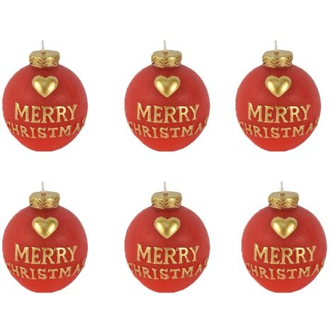 Candela rossa palline merry christmas addobbi decorazioni tavola natalizia di natale set 6 palle cera centrotavola idea regalo (1/5)